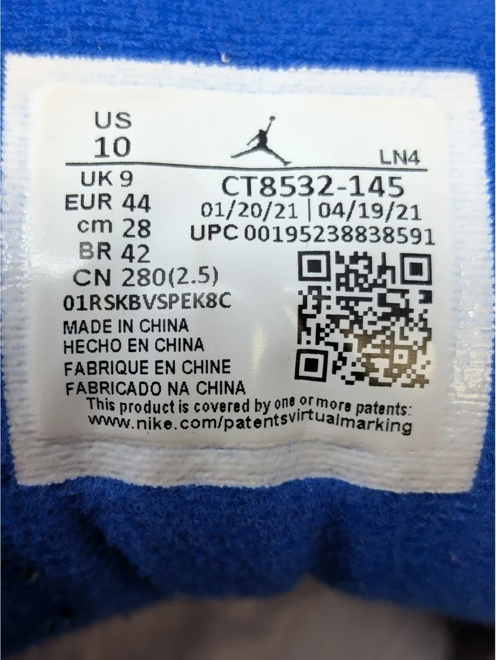 Air Jordan 3 Retro Racer Blue Men's Size 10 CT8532-145 White Black 2021